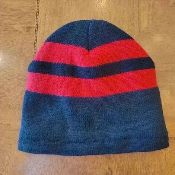 Port & Co Men's Black/Red Striped Acrylic Fleece Lined Beanie - Picture 4 of 6